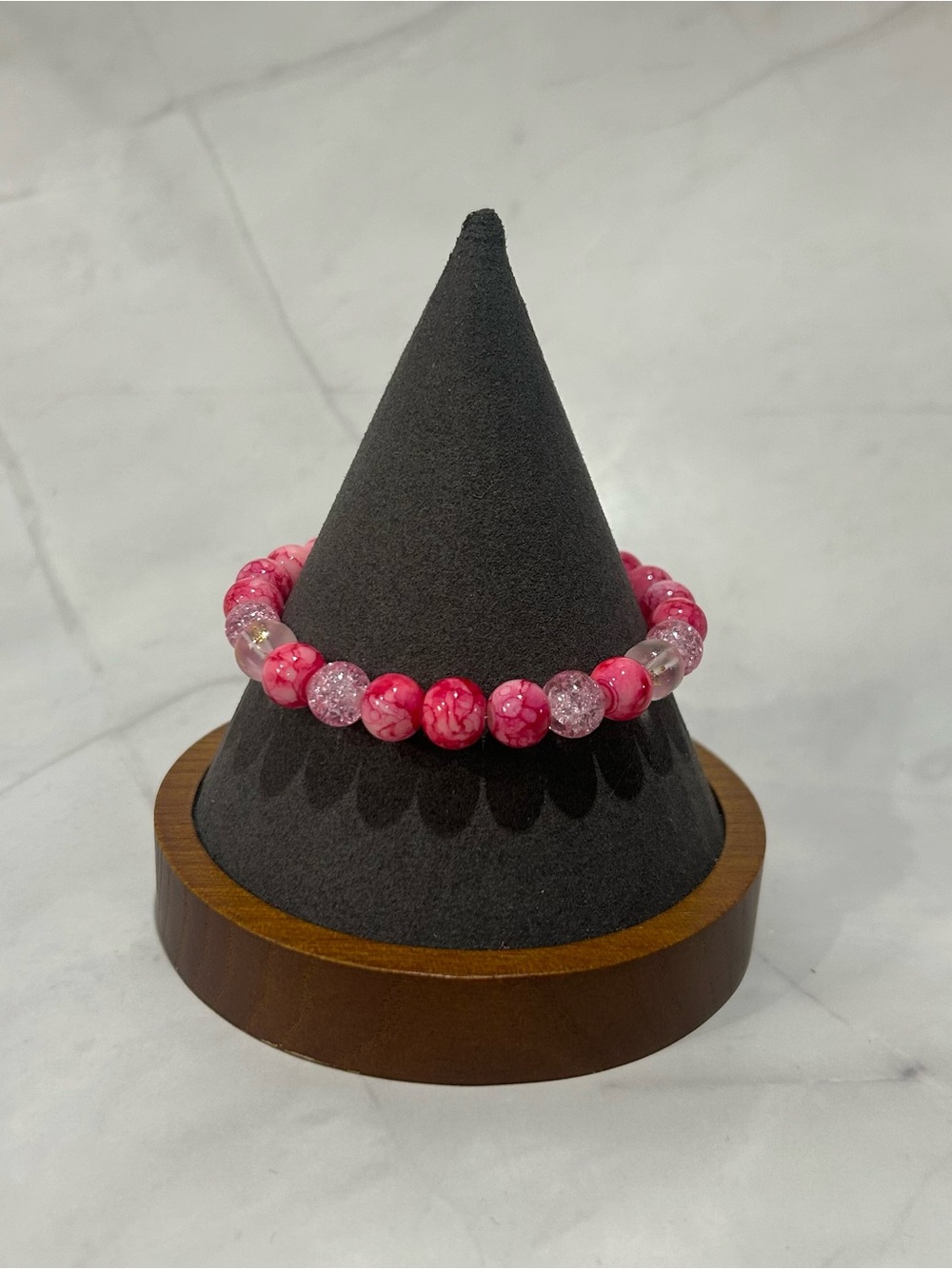 Pink Beaded Stretch Bracelet